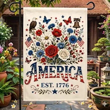Floral America Garden Flag LARGE