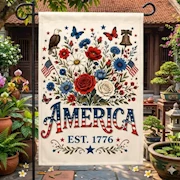 Floral America Garden Flag THUMBNAIL