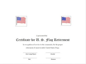 FLAG RETIREMENT CERTIFICATE LARGE