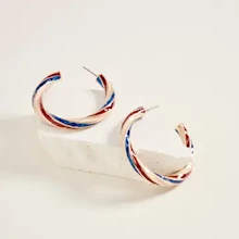 Patriotic Striped Hoop Earrings LARGE