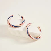 Patriotic Striped Hoop Earrings THUMBNAIL