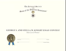 STATE ESSAY WINNER Certificate LARGE