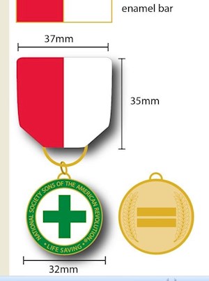 LIFE SAVING MEDAL & ENAMEL BAR LARGE