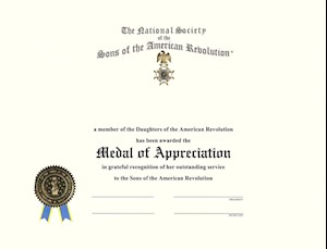 MEDAL OF APPRECIATION CERTIFICATE LARGE