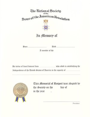 MEMORIAL CERTIFICATE LARGE