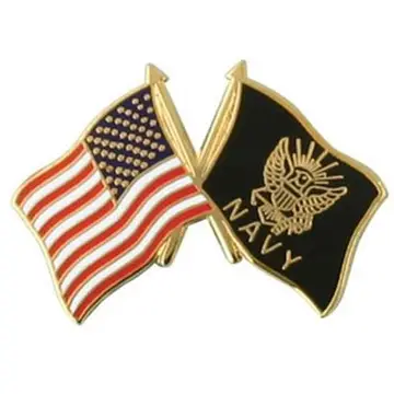 USA and Military Crossed Flags Pin THUMBNAIL