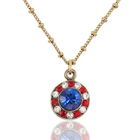 Red White and Blue Patriotic Halo Crystal Drop Necklace MAIN