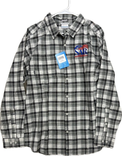SAR Logo Gray Plaid Button Up Shirt THUMBNAIL