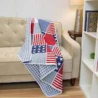 Stars and Stripes Quilted Throw MAIN