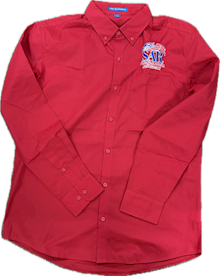 SAR Red Poplin Long Sleeve Shirt LARGE