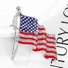 Rhinestone American Flag Pin LARGE