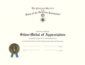 SILVER CAR MEDAL OF APPRECIATION CERTIFICATE LARGE