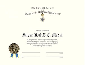 SILVER ROTC CERTIFICATE LARGE