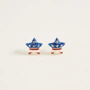 American Flag Star Shaped Gold Earrings THUMBNAIL