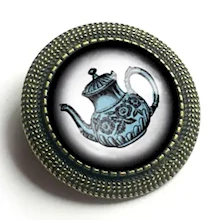 Blue Teapot Brooch LARGE