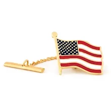 American Flag Gold Tie Tack LARGE