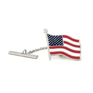 American Flag Silver Tie Tack LARGE