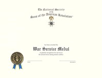 WAR SERVICE MEDAL CERTIFICATE MAIN