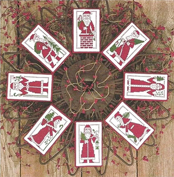Prairie Schooler - Redwork Santas MAIN