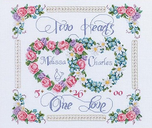 Janlynn Cross Stitch Kit - Two Hearts, One Love MAIN