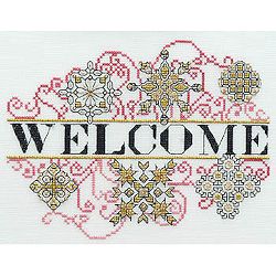 MarNic Designs - Ornament #1 Welcome (red, black & gold) MAIN
