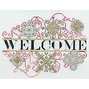 MarNic Designs - Ornament #1 Welcome (red, black & gold) THUMBNAIL