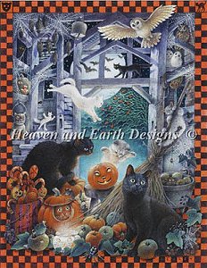 Heaven and Earth Designs - Mini Lesley's Cats At Halloween