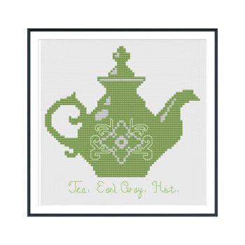 Tiny Modernist - Hot Tea Cross Stitch Pattern THUMBNAIL