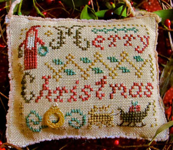 Homespun Elegance - 2014 Sampler Ornament - Merry Christmas Wishes MAIN
