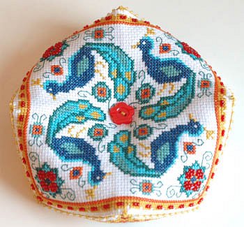 Tiny Modernist - Peacock Biscornu MAIN