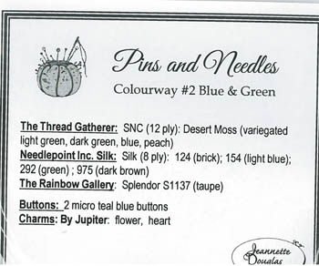 Jeannette Douglas Designs - Pins & Needles Embellishment Pack Colourway #2 Blue & Green MAIN