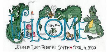 cover of X's & Oh's - Dragon Welcome cross stitch birth announcement chart MAIN