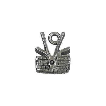 Charm - Antique Silver Picnic Basket MAIN