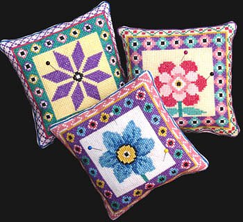 Bobbie G Designs - Three Flower Pincushions MAIN