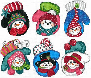 imaginating cross stitch imaginating snowman mitten ...