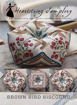 Heartstring Samplery - Brown Bird Biscornu MAIN