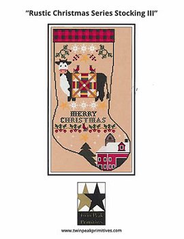 Twin Peak Primitives - Rustic Christmas Series Stocking III MAIN