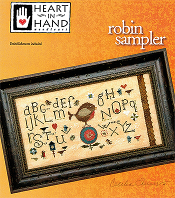 Heart In Hand Needleart - Robin Sampler MAIN