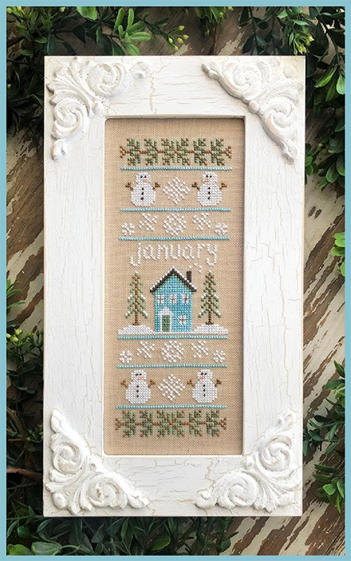 country cottage needleworks sampler of the Month January counted cross
