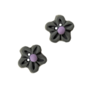 Button - Grey Flower Head, Small (Set of 2) THUMBNAIL