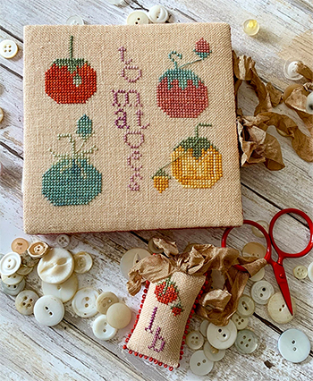 Lucy Beam - Heirloom Tomato Needlework Set Needle Book & Scissor Fob MAIN