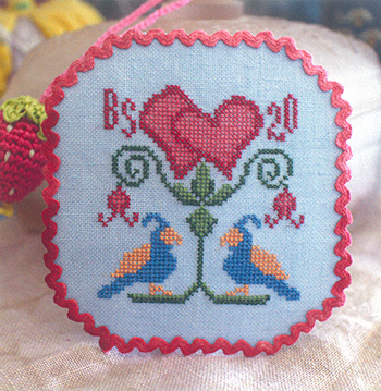 Aqua Blue and Red Cross Stitch Needle Point Embroidery Pattern