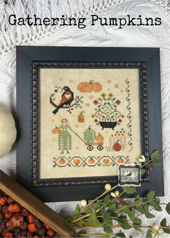Annie Beez Folk Art - Gathering Pumpkins MAIN