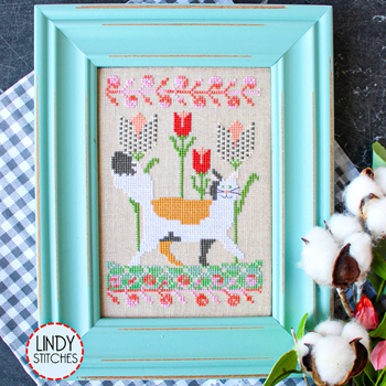 Lindy Stitches - Cats In The Garden: Spring - Prancing In The Tulips MAIN