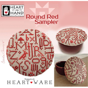 Heart in Hand Needleart - Round Red Sampler THUMBNAIL