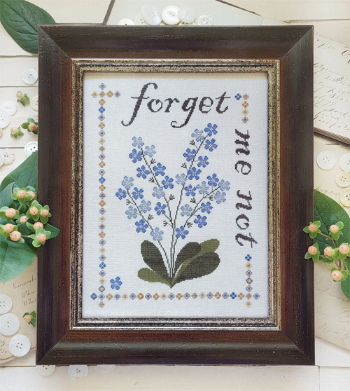 hello from liz mathews cross stitch forget me not 22-2100