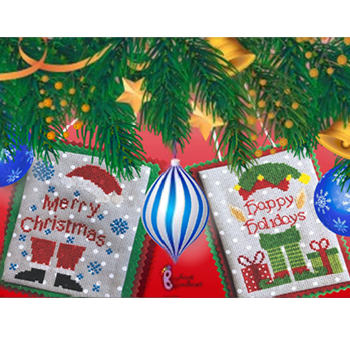 Barefoot Needleart - Santa & Elf Ornament MAIN