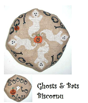 Praiseworthy Stitches - Ghosts & Bats Biscornu MAIN