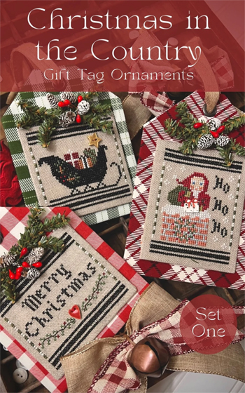 Annie Beez Folk Art - Christmas In The County Gift Tag Ornaments Set 1 MAIN