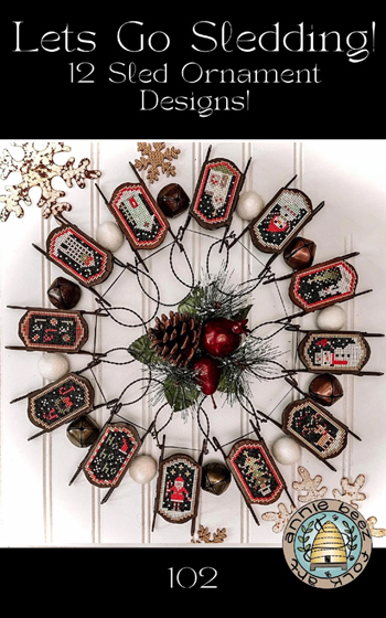 Annie Beez Folk Art - Let's Go Sledding! 12 Sled Ornament Designs MAIN